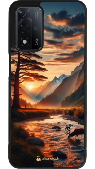 Coque OPPO A93s 5G - Silicone rigide noir Valley Sunset Deer Tree