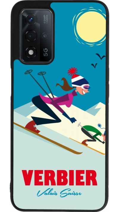 Coque OPPO A93s 5G - Silicone rigide noir Verbier Ski Downhill