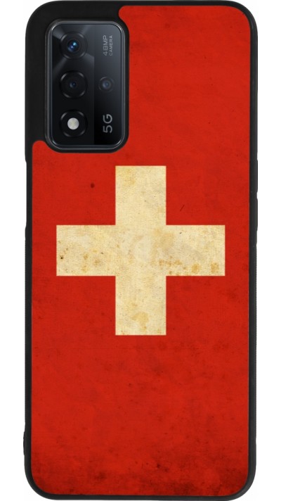 Coque OPPO A93s 5G - Silicone rigide noir Vintage Flag SWISS