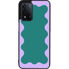 Coque OPPO A93s 5G - Silicone rigide noir Wavy Rectangle Green Purple