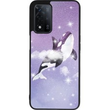 Coque OPPO A93s 5G - Silicone rigide noir Whale in sparking stars