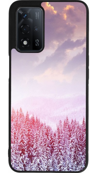 OPPO A93s 5G Case Hülle - Silikon schwarz Winter 22 Pink Forest