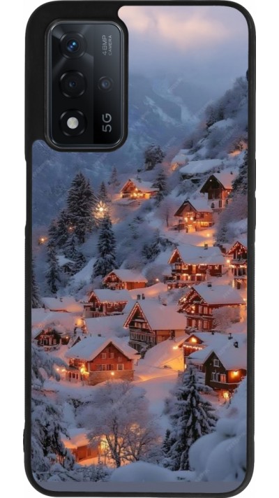 OPPO A93s 5G Case Hülle - Silikon schwarz Winter 25 Winter snowy village
