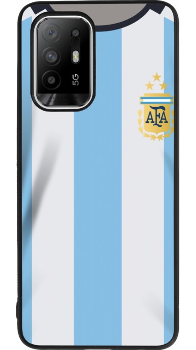 Coque OPPO F19 Pro+ - Silicone rigide noir Maillot de football Argentine 2022 personnalisable