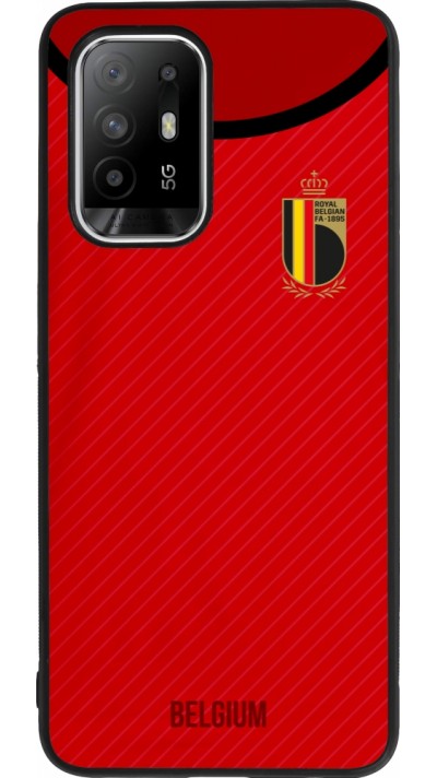 Coque OPPO F19 Pro+ - Silicone rigide noir Maillot de football Belgique 2022 personnalisable