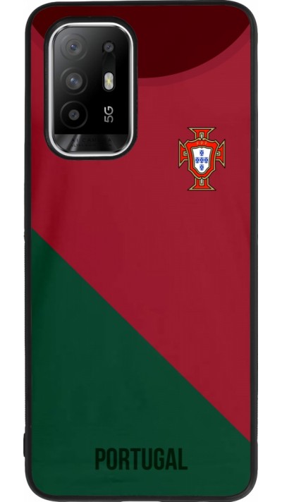 Coque OPPO F19 Pro+ - Silicone rigide noir Maillot de football Portugal 2022