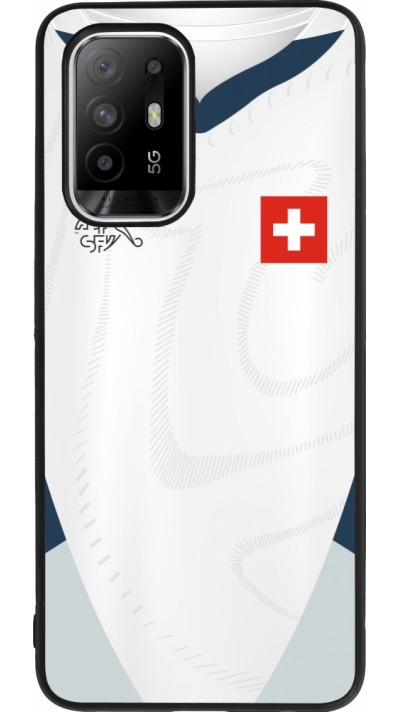 Coque OPPO F19 Pro+ - Silicone rigide noir Maillot de football Suisse Extérieur personnalisable