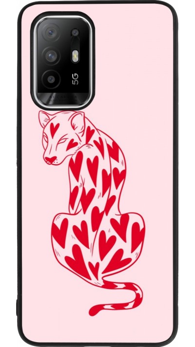 Coque OPPO F19 Pro+ - Silicone rigide noir Leopard with hearts 2026