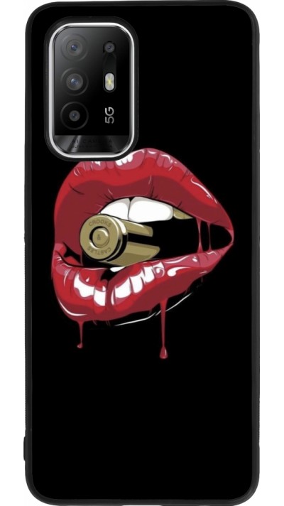 Coque OPPO F19 Pro+ - Silicone rigide noir Lips bullet