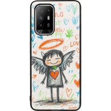 Coque OPPO F19 Pro+ - Silicone rigide noir Little Angel Sketch Love