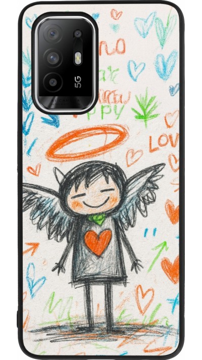 Coque OPPO F19 Pro+ - Silicone rigide noir Little Angel Sketch Love