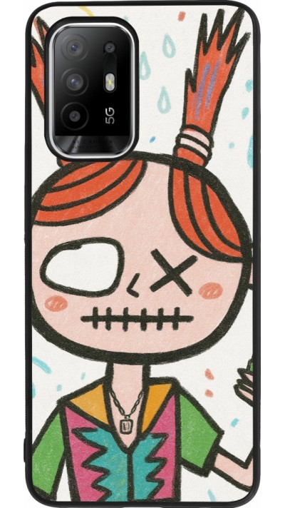 Coque OPPO F19 Pro+ - Silicone rigide noir Little Girl Sketch