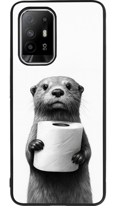 Coque OPPO F19 Pro+ - Silicone rigide noir Loutre papier de toilette