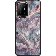 OPPO F19 Pro+ Case Hülle - Silikon schwarz Violetter silberner Marmor