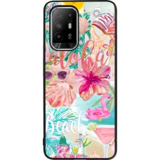 Coque OPPO F19 Pro+ - Silicone rigide noir Preppy Collage Aloha