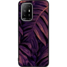 Coque OPPO F19 Pro+ - Silicone rigide noir Purple Light Leaves