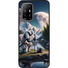 Coque OPPO F19 Pro+ - Silicone rigide noir Samurai Katana Lune