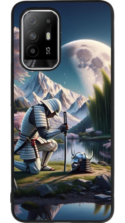 Coque OPPO F19 Pro+ - Silicone rigide noir Samurai Katana Lune