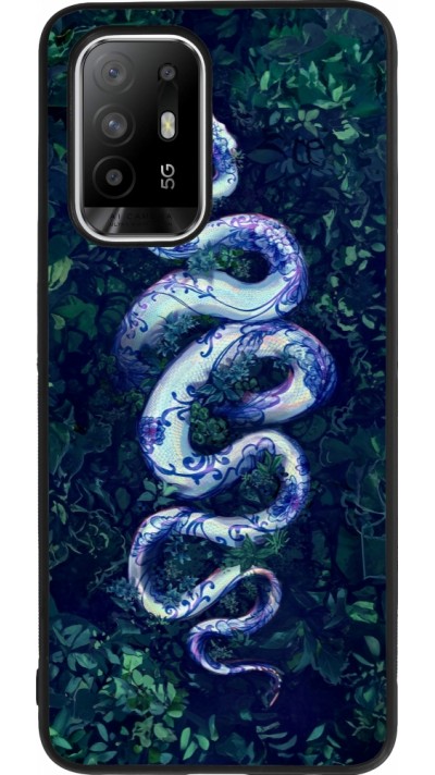 Coque OPPO F19 Pro+ - Silicone rigide noir Serpent Blue Anaconda