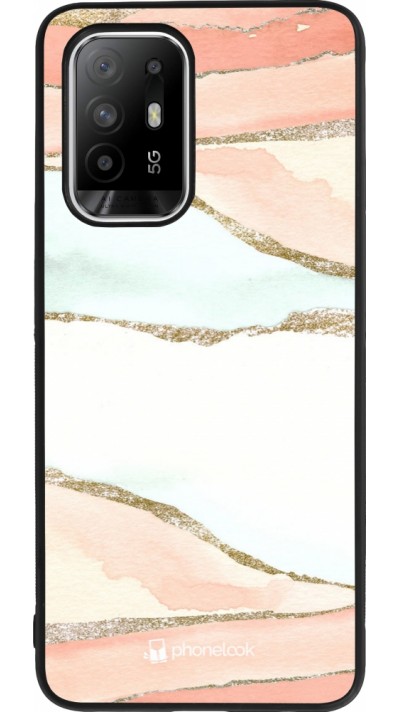 Coque OPPO F19 Pro+ - Silicone rigide noir Shimmering Orange