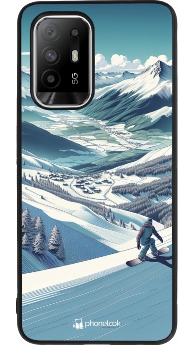 Coque OPPO F19 Pro+ - Silicone rigide noir Snowboarder Montagne