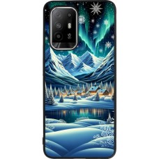 Coque OPPO F19 Pro+ - Silicone rigide noir Snowy Mountain Village Lake night