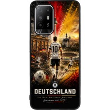 Coque OPPO F19 Pro+ - Silicone rigide noir Football Allemagne splash 2026