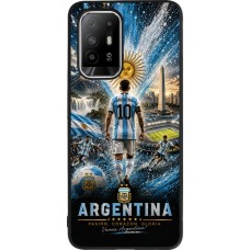 Coque OPPO F19 Pro+ - Silicone rigide noir Football Argentine splash 2026