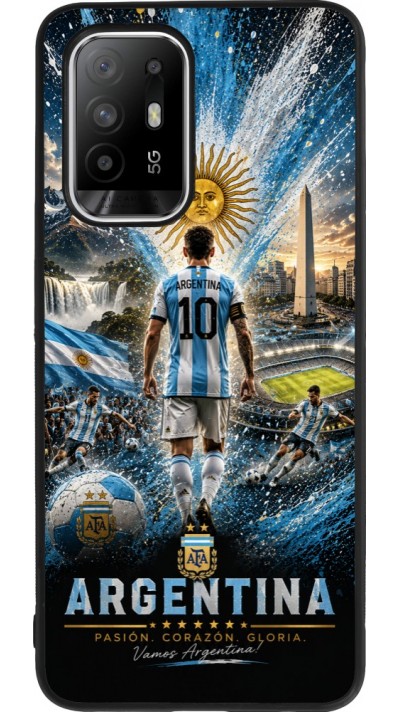 Coque OPPO F19 Pro+ - Silicone rigide noir Football Argentine splash 2026