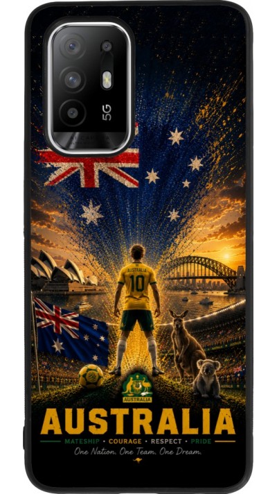 Coque OPPO F19 Pro+ - Silicone rigide noir Football Australie splash 2026