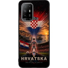 Coque OPPO F19 Pro+ - Silicone rigide noir Football Croatie splash 2026