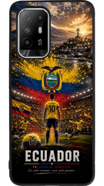 Coque OPPO F19 Pro+ - Silicone rigide noir Football Équateur splash 2026