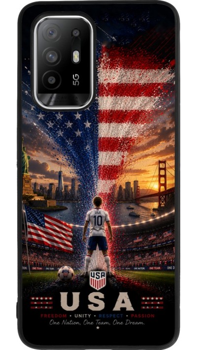 Coque OPPO F19 Pro+ - Silicone rigide noir Football États-Unis splash 2026