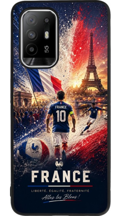 Coque OPPO F19 Pro+ - Silicone rigide noir Football France splash 2026