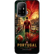 Coque OPPO F19 Pro+ - Silicone rigide noir Football Portugal splash 2026