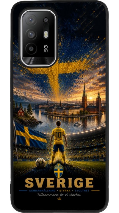 Coque OPPO F19 Pro+ - Silicone rigide noir Football Suède splash 2026