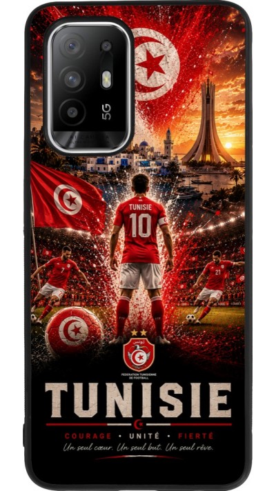 Coque OPPO F19 Pro+ - Silicone rigide noir Football Tunisie splash 2026