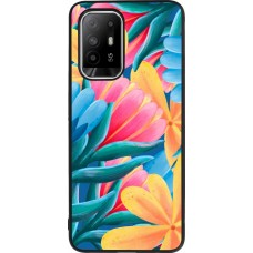 Coque OPPO F19 Pro+ - Silicone rigide noir Spring 23 colorful flowers