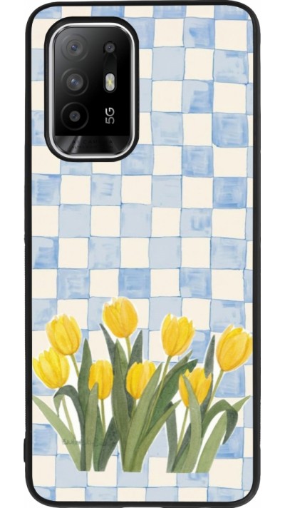 OPPO F19 Pro+ Case Hülle - Silikon schwarz Blue vichy tulips Spring 2026