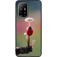Coque OPPO F19 Pro+ - Silicone rigide noir Ladybird on a mushroom Spring 2026