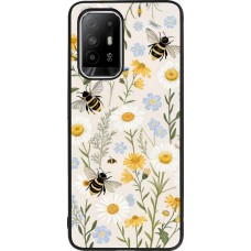 Coque OPPO F19 Pro+ - Silicone rigide noir Pattern bees Spring 2026