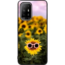 Coque OPPO F19 Pro+ - Silicone rigide noir Sunflower with glasses Spring 2026