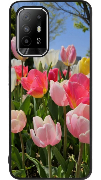 OPPO F19 Pro+ Case Hülle - Silikon schwarz Tulips Spring 2026