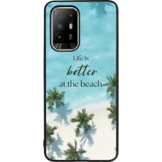 Coque OPPO F19 Pro+ - Silicone rigide noir Summer 2025 Life is better at the beach