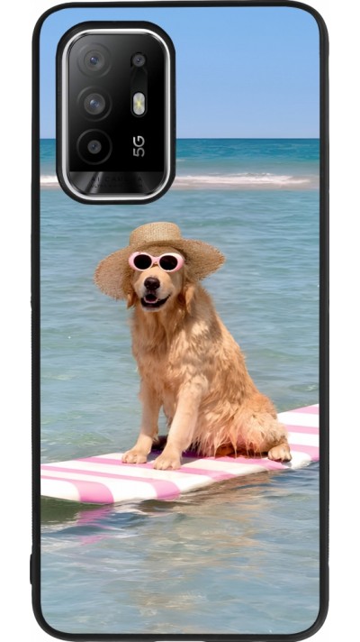 Coque OPPO F19 Pro+ - Silicone rigide noir Summer Dog on Paddle