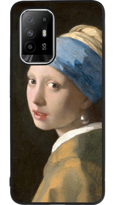 Coque OPPO F19 Pro+ - Silicone rigide noir Tableau art - La Jeune fille à la perle - Johannes Vermeer