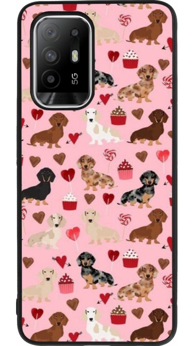 Coque OPPO F19 Pro+ - Silicone rigide noir Valentine 2024 puppy love