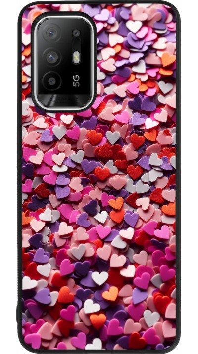 Coque OPPO F19 Pro+ - Silicone rigide noir Valentine 2025 Confetti