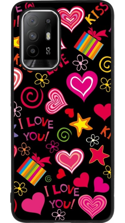 Coque OPPO F19 Pro+ - Silicone rigide noir Valentine 2023 love symbols