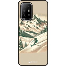 Coque OPPO F19 Pro+ - Silicone rigide noir Vintage Ski Mountain